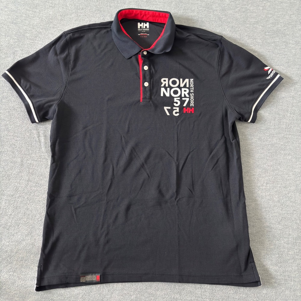 Helly Hansen Hydropower Polo Shirt Men XL Black North Shore 57 Speed Performance - Picture 2 of 11